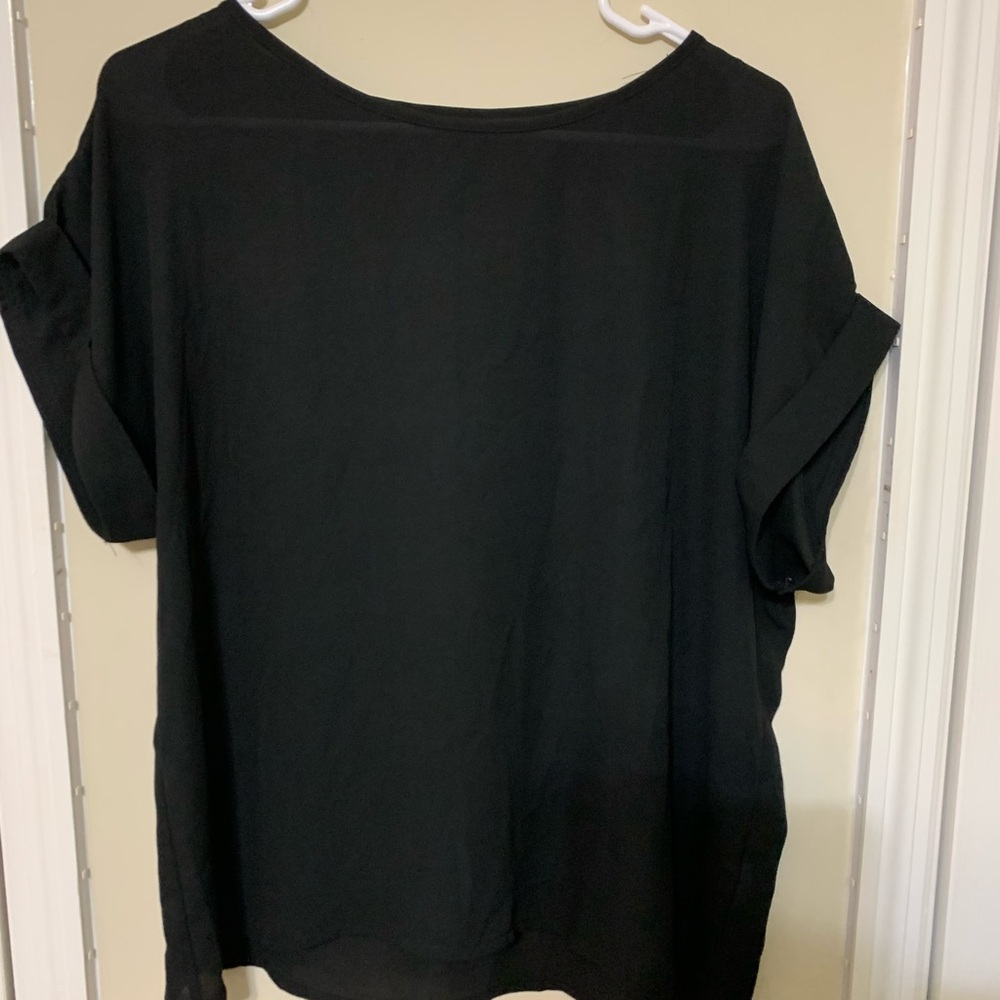 SHEIN Black Relaxed Boxy Short Sleeve Blouse